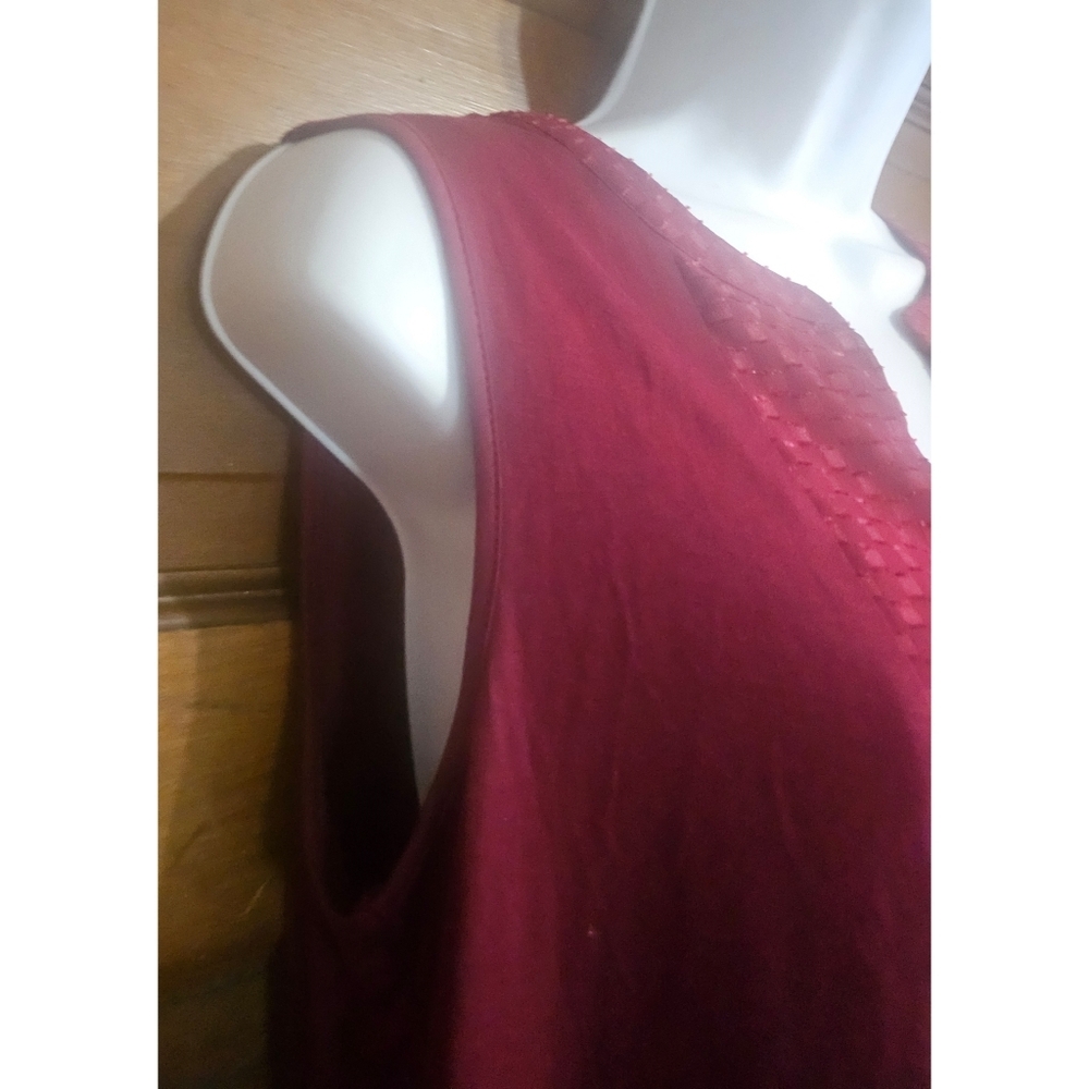 NEW Split Neck Geometric Print Semi Sheer Knit Top - Picture 6 of 12